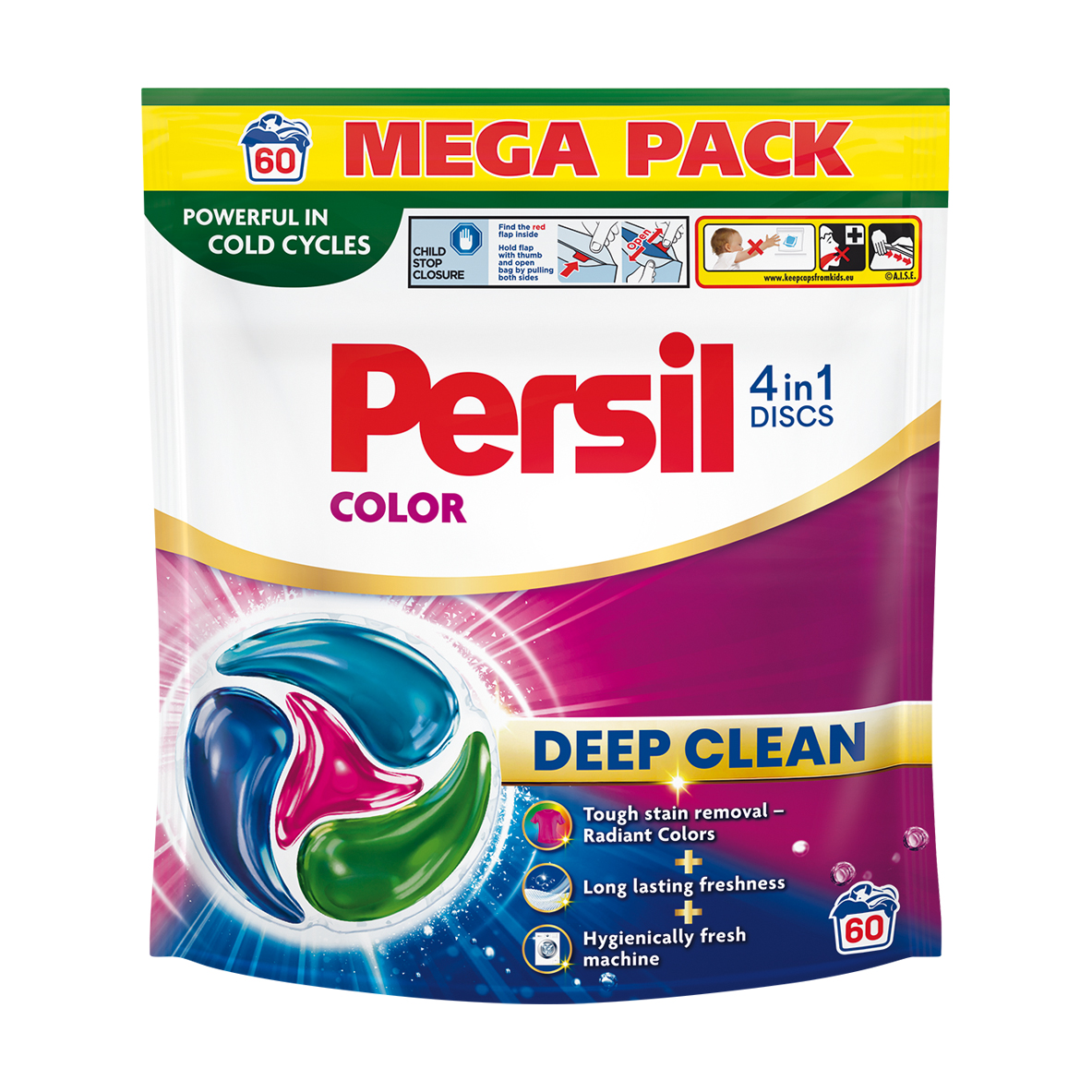 Диски для прання Persil Color 4 in 1 Discs Deep Clean, 60 циклів прання, 60 шт